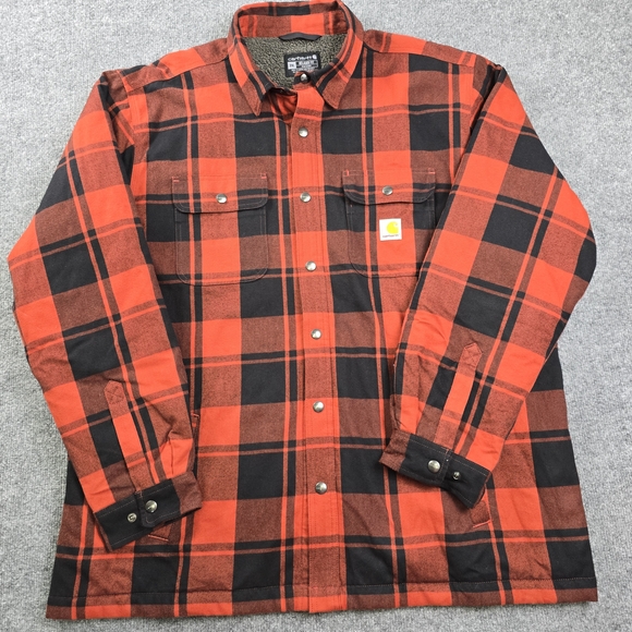 Carhartt Mens 2XL Relaxed Fit Flannel Sherpa Lined Shirt Jacket Lumberjack Plaid - Picture 1 of 8